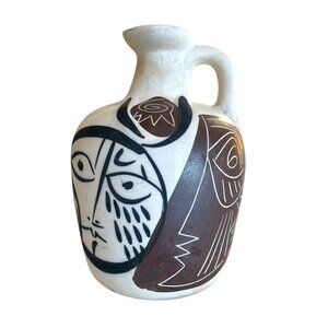 Vintage Otero Regal Pottery Pitcher Jug Picasso Art Style Cubism Modernist 7.5"